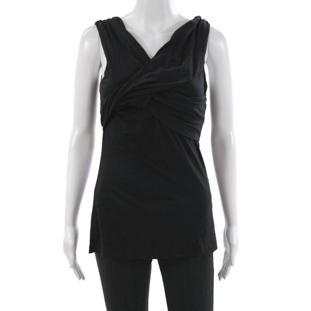 Velvet by Graham & Spencer Womens Jersey Tank Black V Neck Sleeveless Size M
